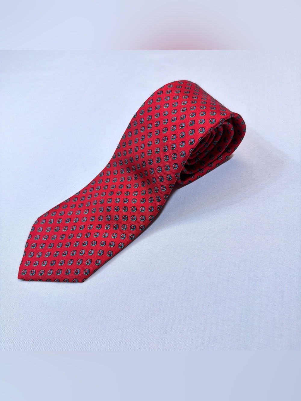 Vintage Men's Clay Poole Red Geometric Tie